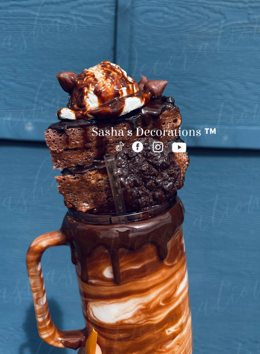 Double Chocolate Swirl Cake, Ice Cream & Cookie Glass 40 oz Tumbler Cup PREORDER
