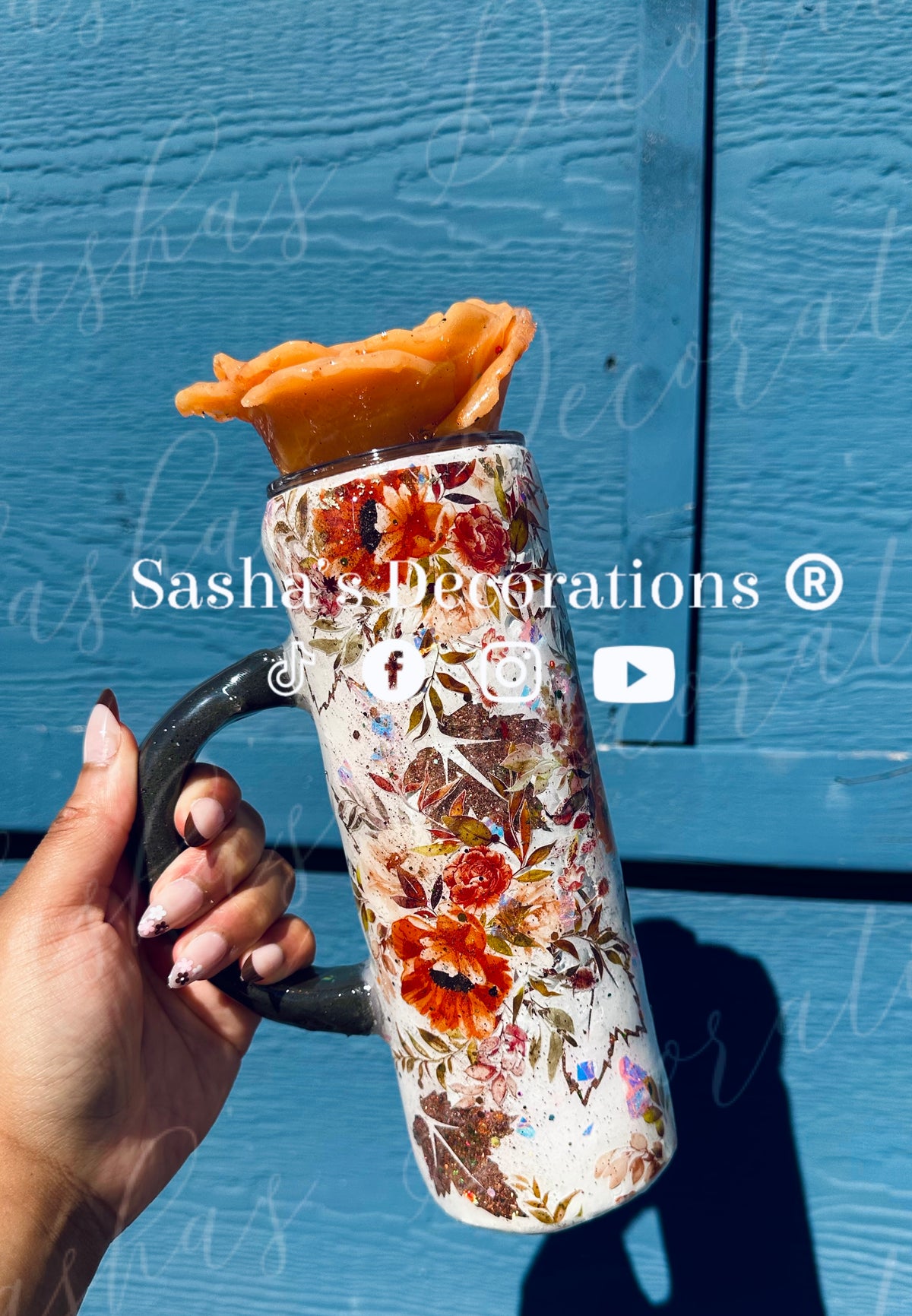 Floral 3D Fall Tumbler Cup