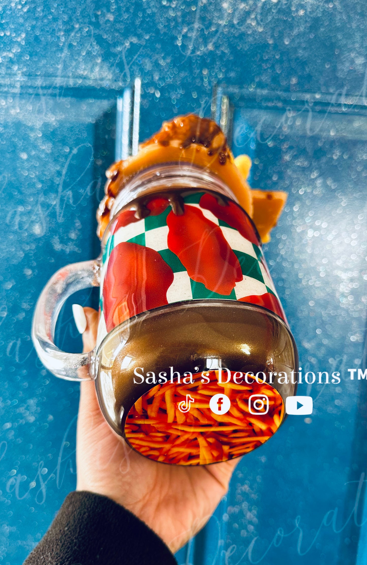 BBQ Chicken, Waffles & Fries Snow Globe Tumbler Cup