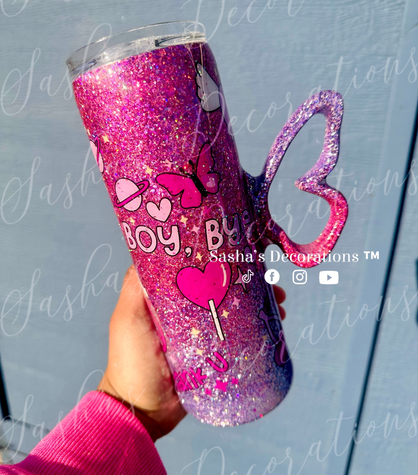 Pink/ Purple Butterfly Tumbler