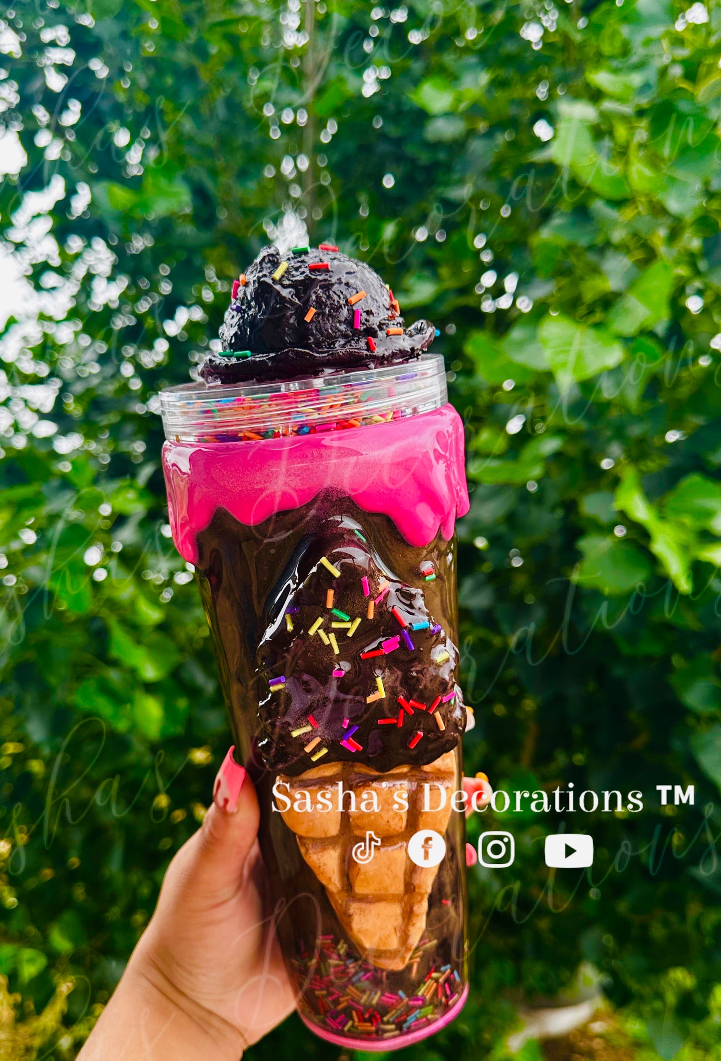 Ice Cream Chocolate 3D Snow Globe Tumbler Cup