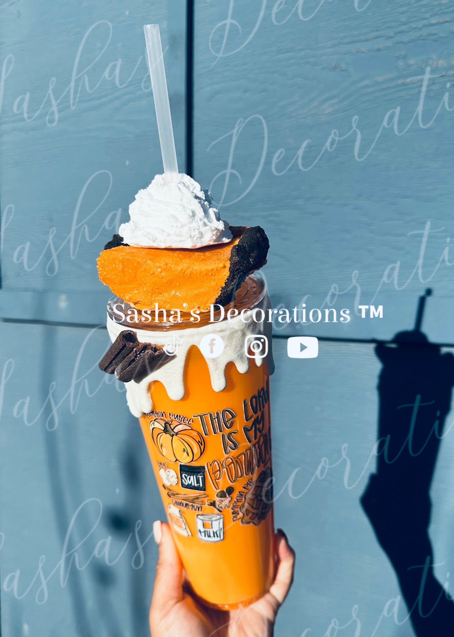 The Lord Is My Portion Pumpkin Pie Snow Globe Tumbler Cup