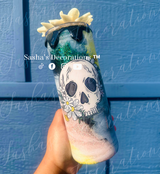 Floral Skellie Tumbler