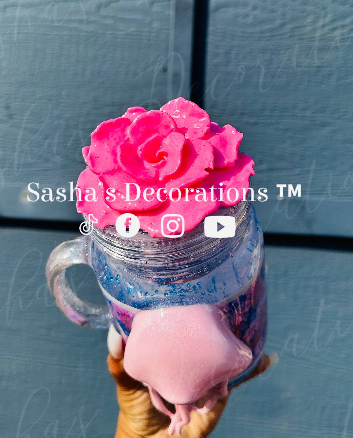 Floral Jellyfish Snow Globe Tumbler Cup