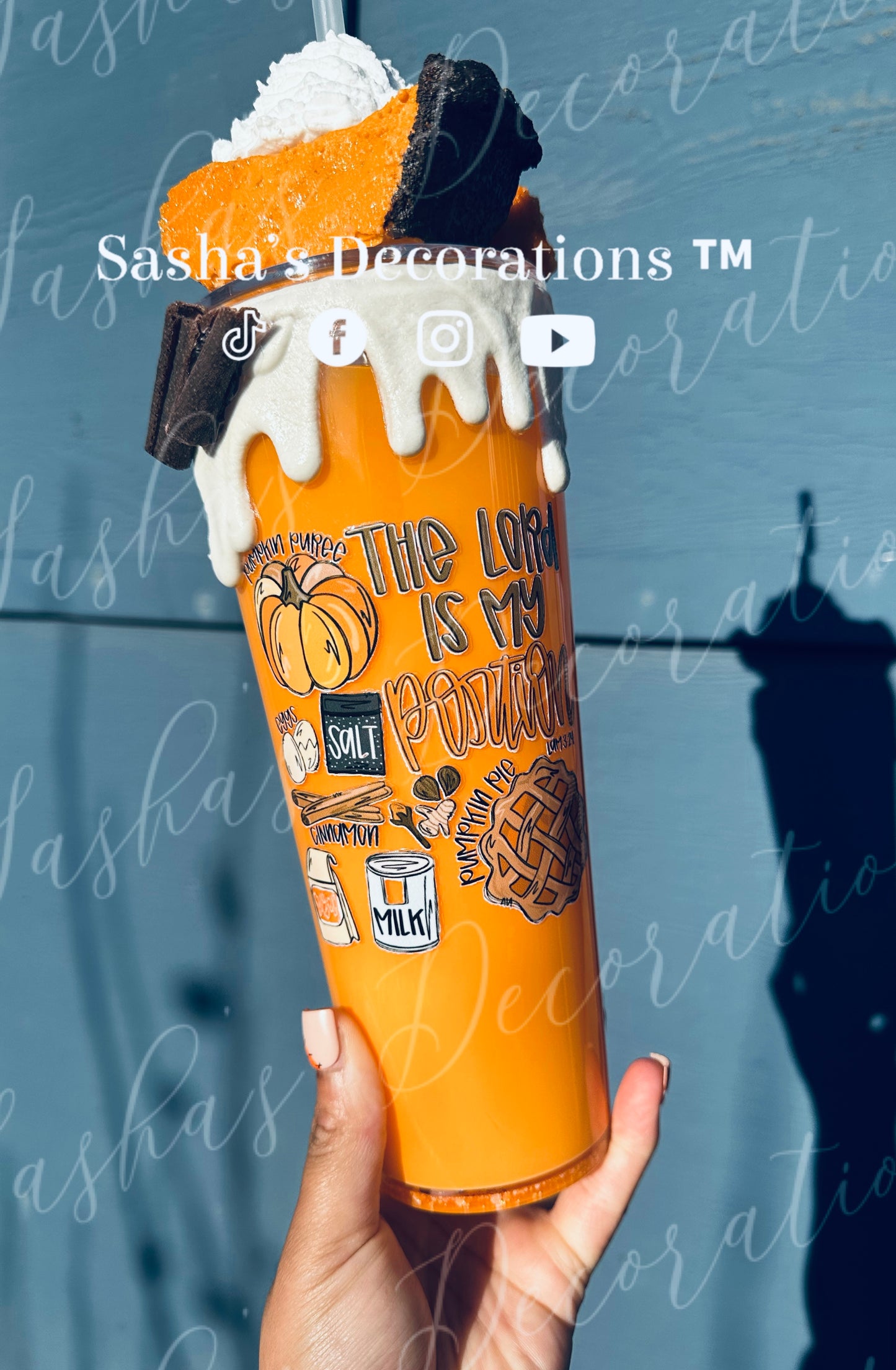 The Lord Is My Portion Pumpkin Pie Snow Globe Tumbler Cup