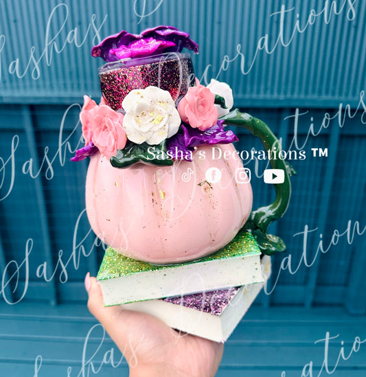 3D Floral Pumpkin Tumbler Cup