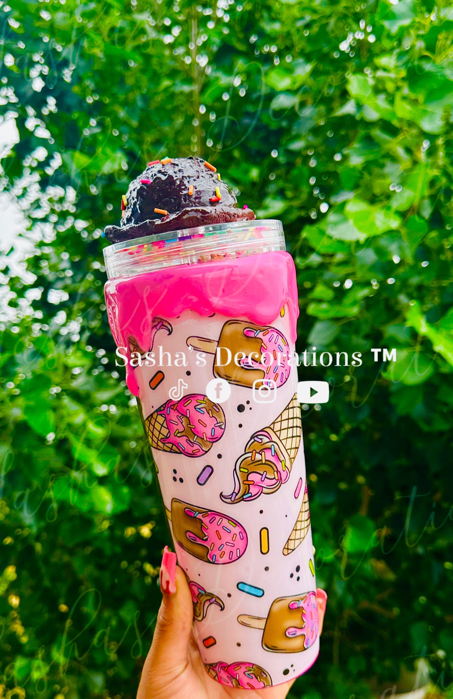 Ice Cream Chocolate 3D Snow Globe Tumbler Cup