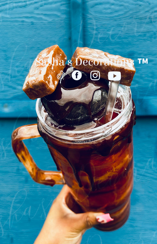 Faux Chocolate Caramel Swirl 40 oz Snow Globe Tumbler Cup