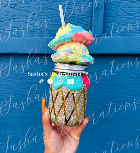 Colorful Ice Cream Glass Cup