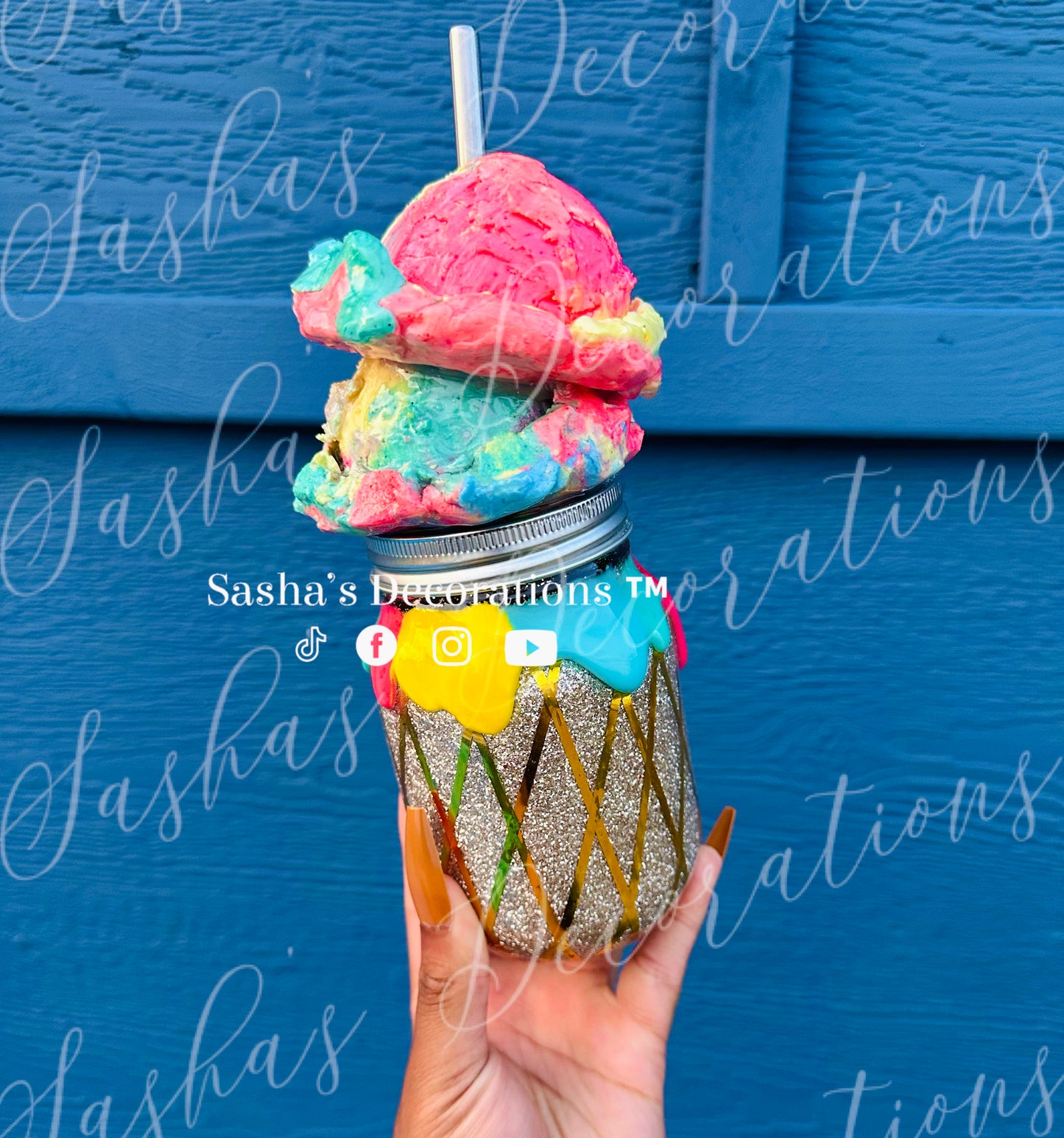 Colorful Ice Cream Scoops & Cone striping FULL TUTORIAL