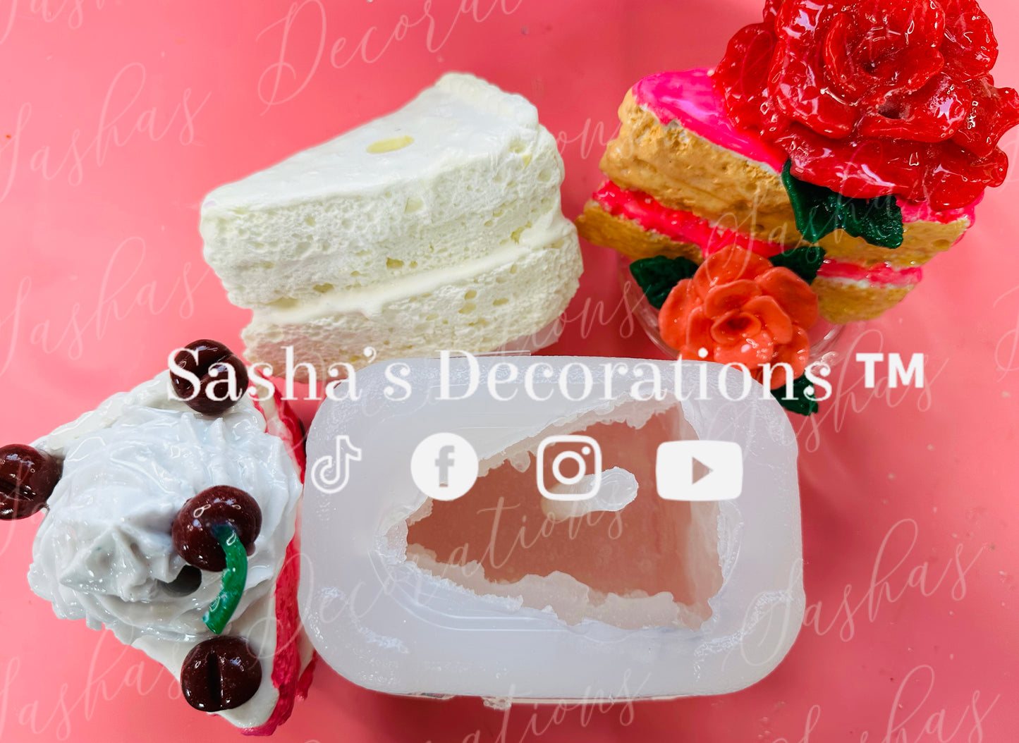 Cake Slice WITH Premade Straw Hole Mold PREORDER