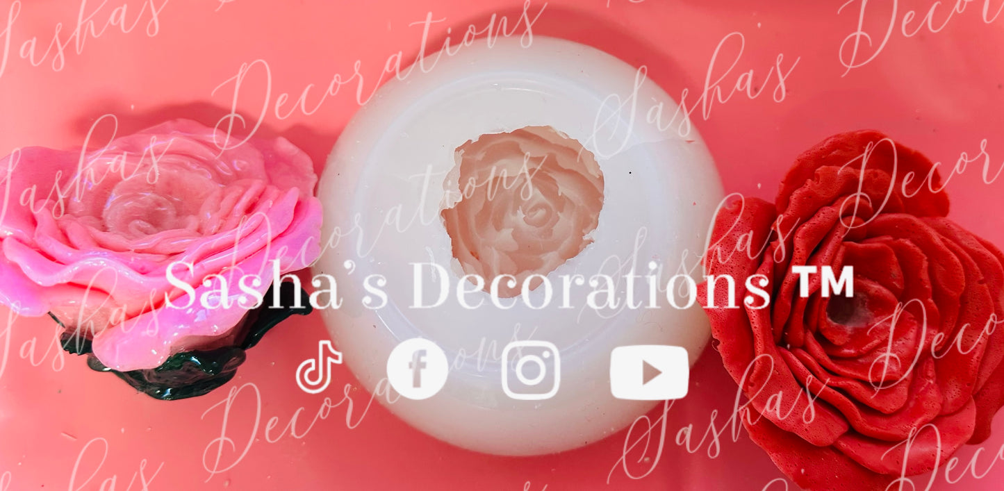 Large Rose Mold w/ Leaves PREORDER (additional straw hole option)