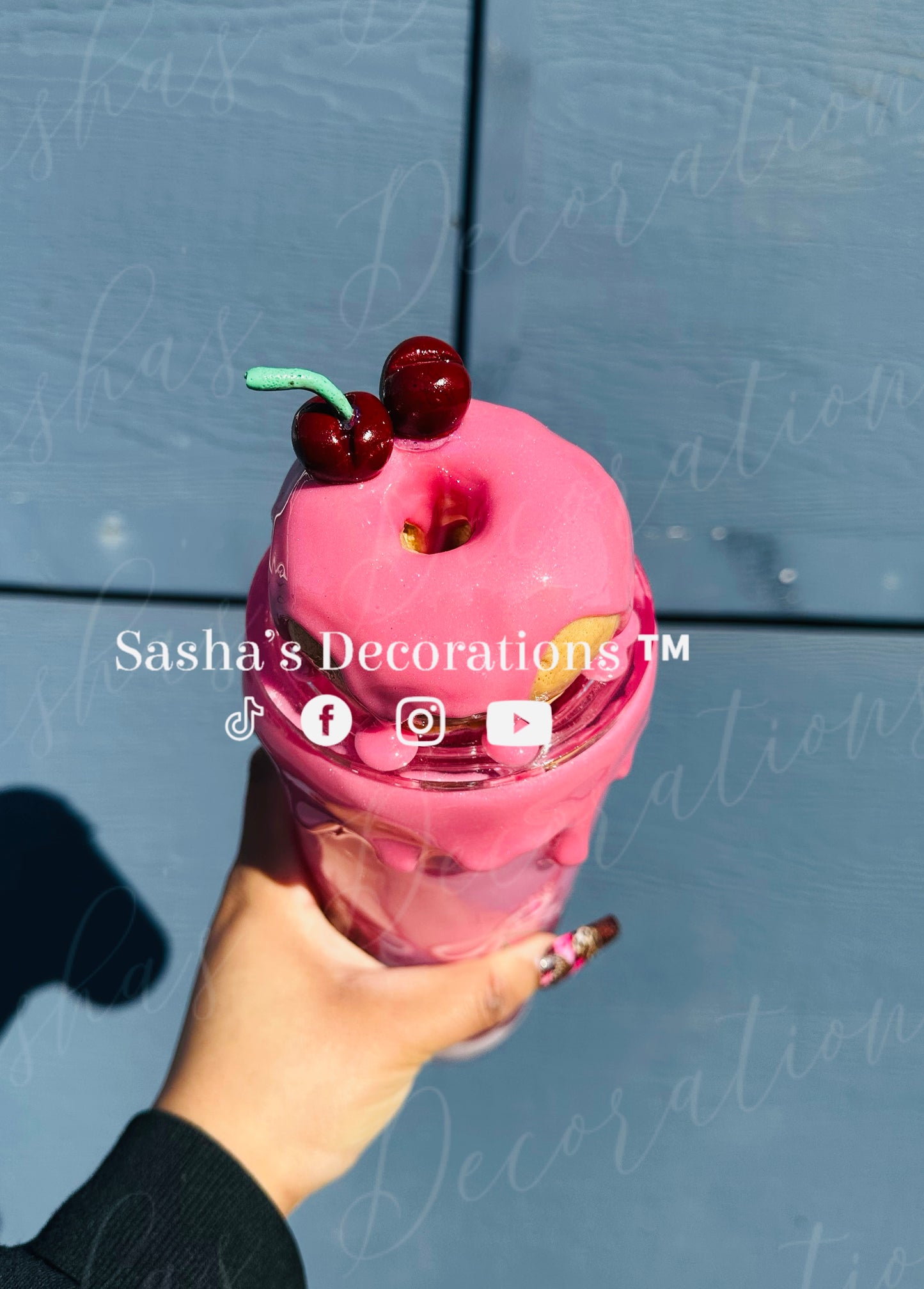 Cherry Swirl Donut Snow Globe Tumbler Cup