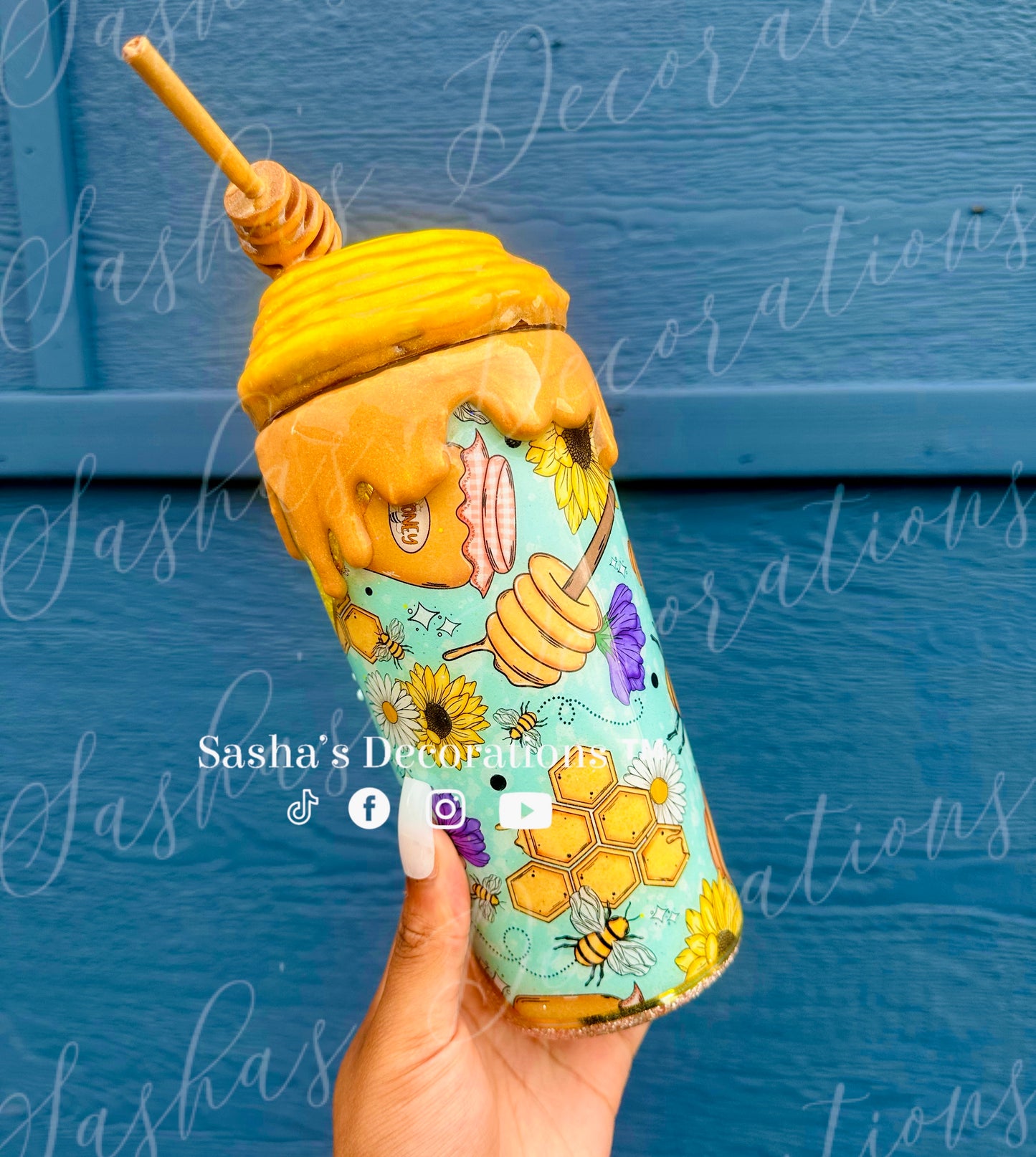 Floral Bee Hive Tumbler