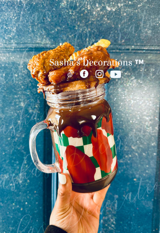 BBQ Chicken, Waffles & Fries Snow Globe Tumbler Cup