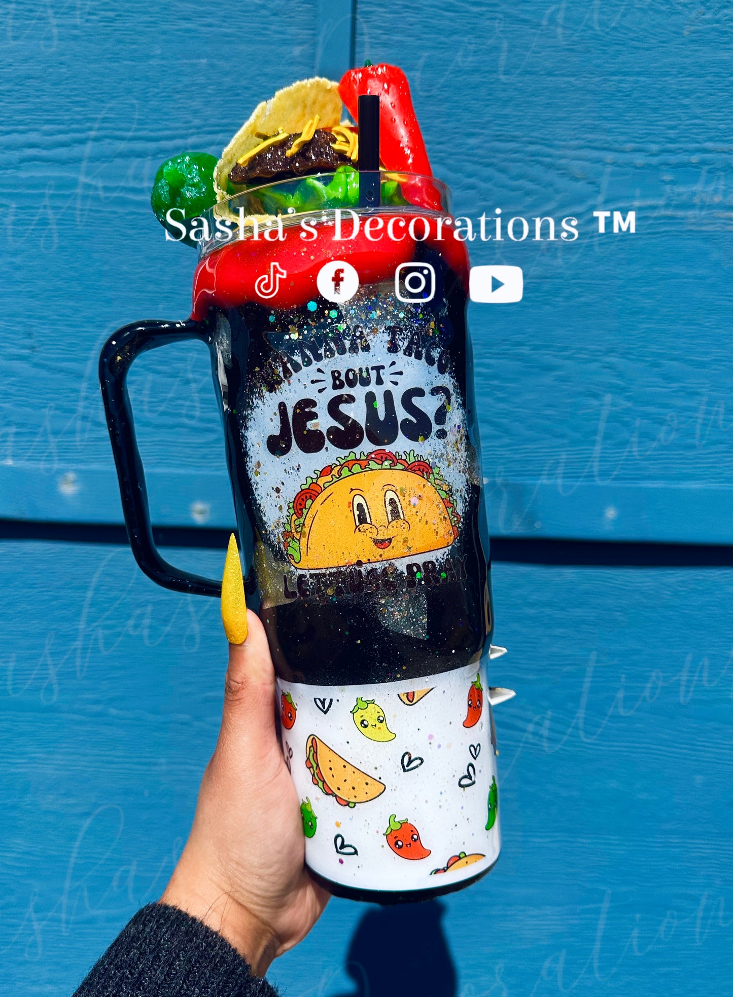 Wanna Taco Bout Jesus? 40 oz Dry Glitter Snow Globe Cup