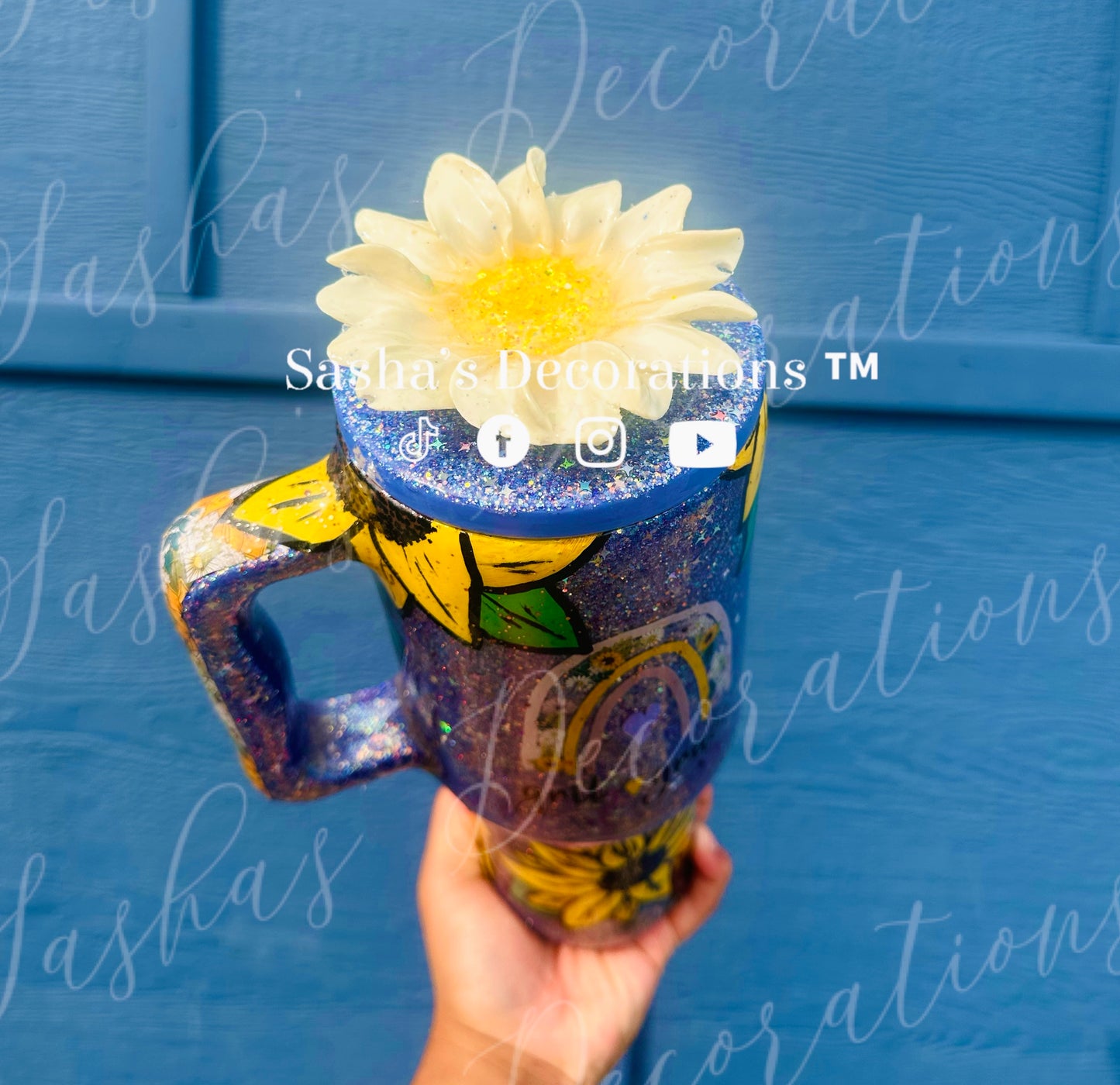 40 oz hand painted Sunflower Tumbler