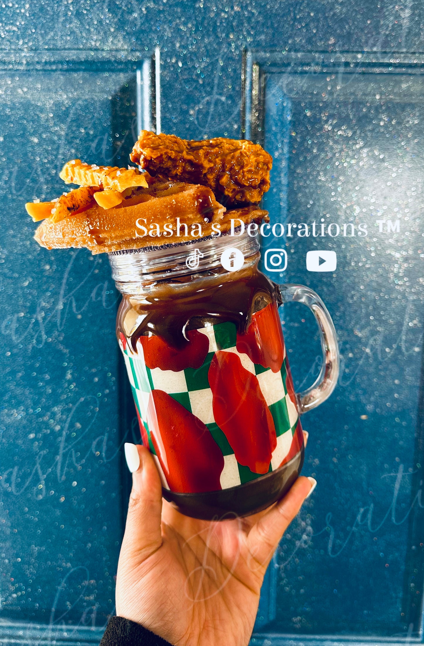 BBQ Chicken, Waffles & Fries Snow Globe Tumbler Cup