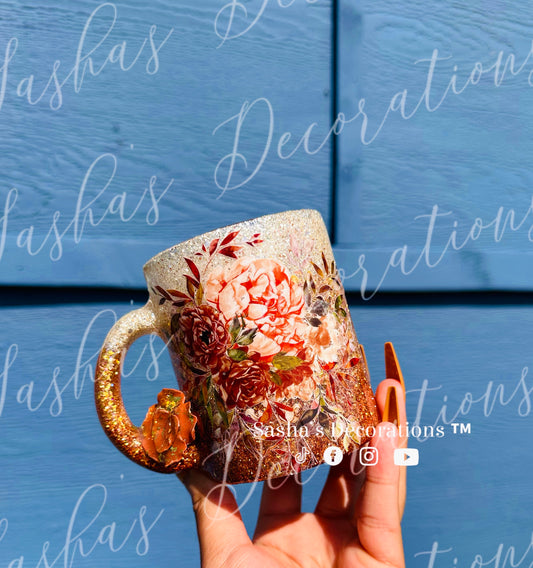 Floral Glass Fall Mug