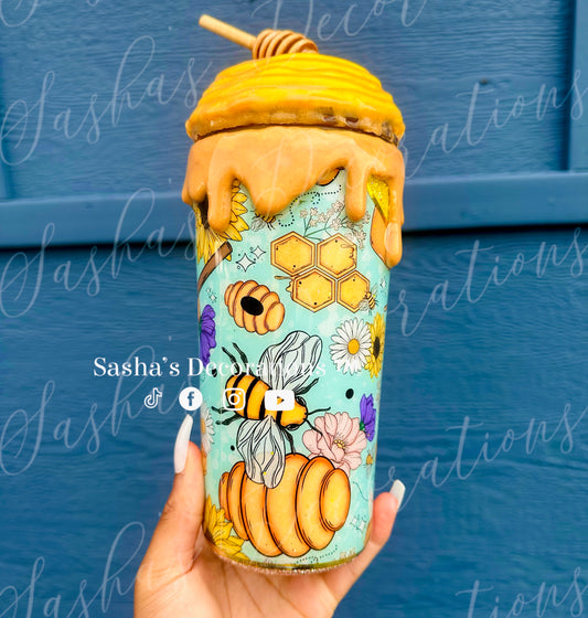 Floral Bee Hive Tumbler