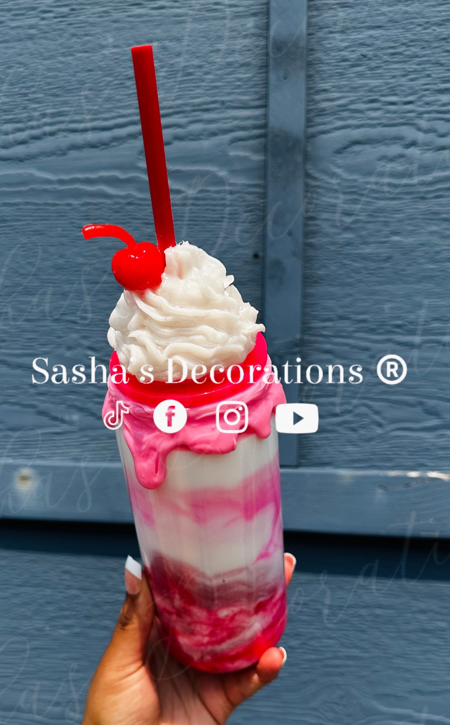 Cherry Pink Swirl Snow Globe Tumbler Cup