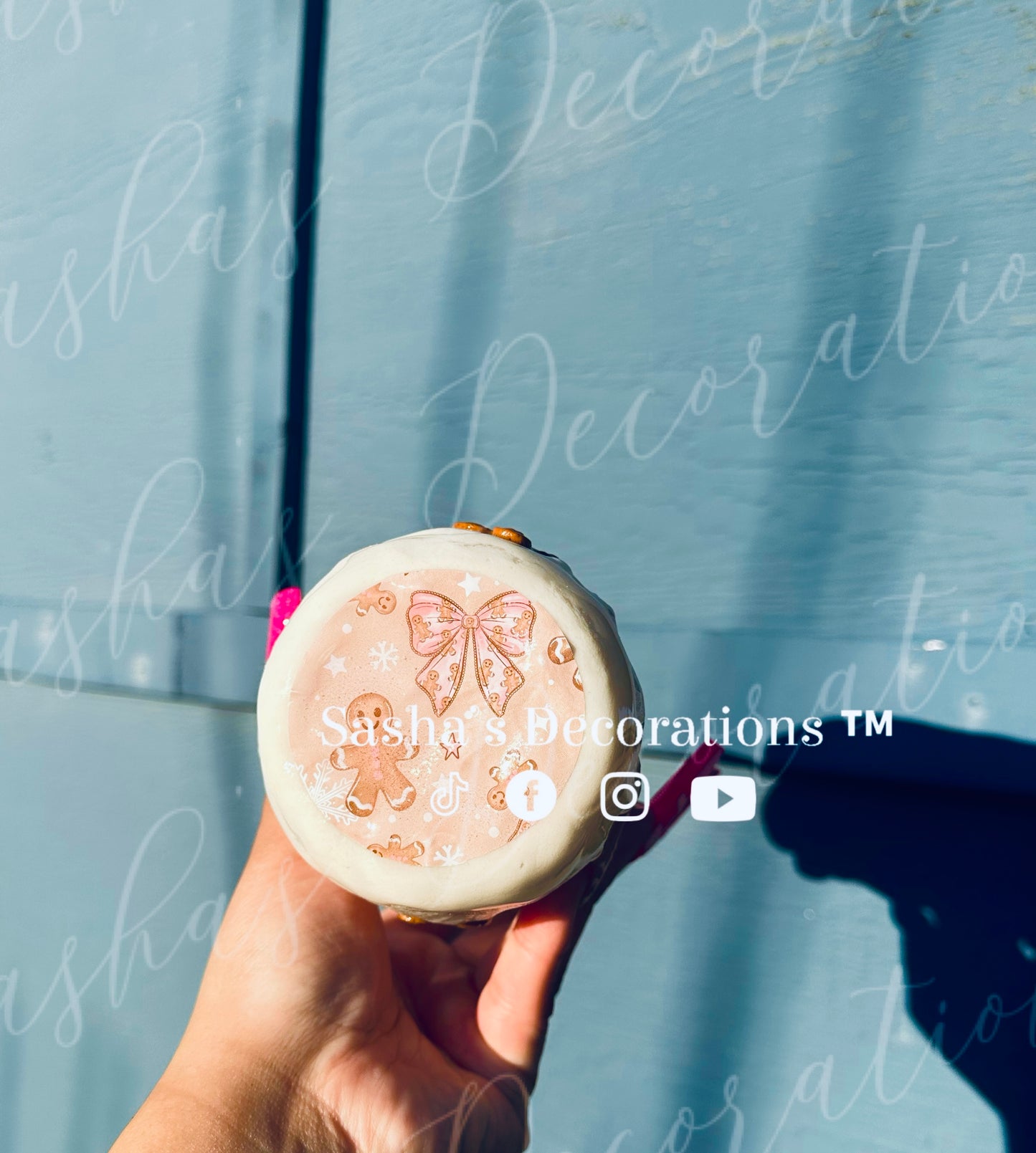 Pink Gingerbread Snow Globe Tumbler Cup