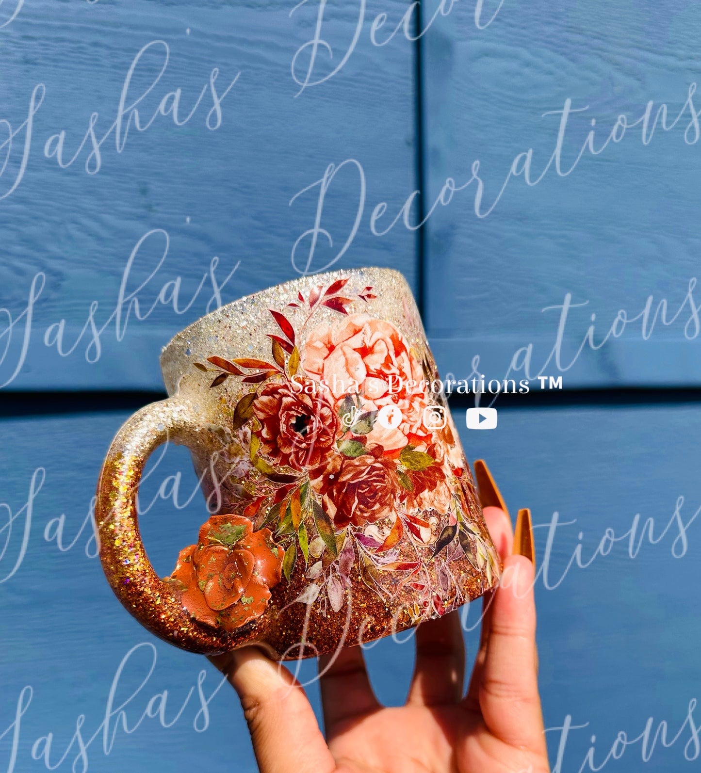 Floral Glass Fall Mug