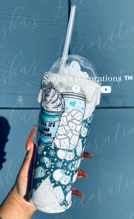 It’s Cold Outside Dome Lid Snow Globe Tumbler Cup
