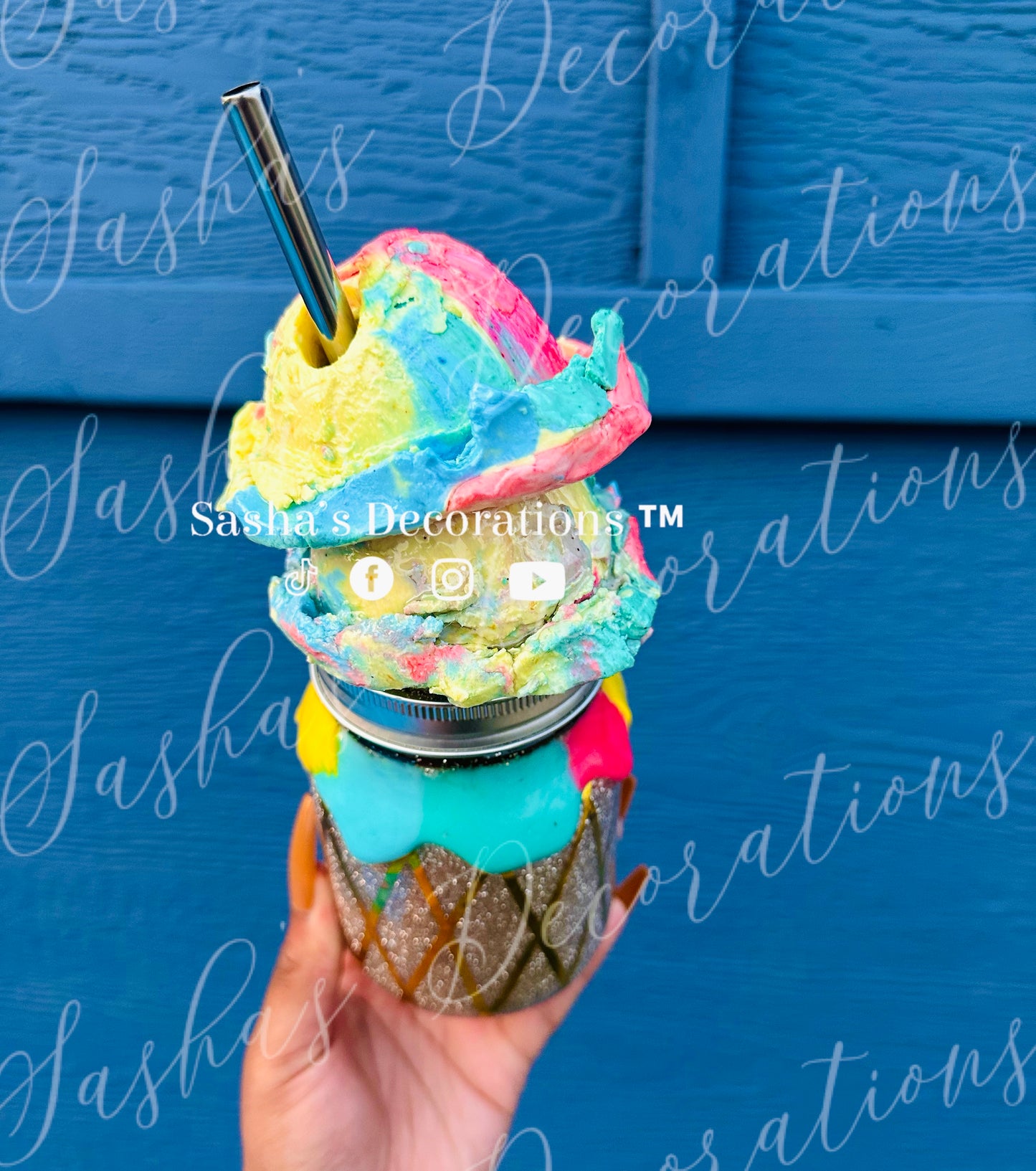 Colorful Ice Cream Scoops & Cone striping FULL TUTORIAL