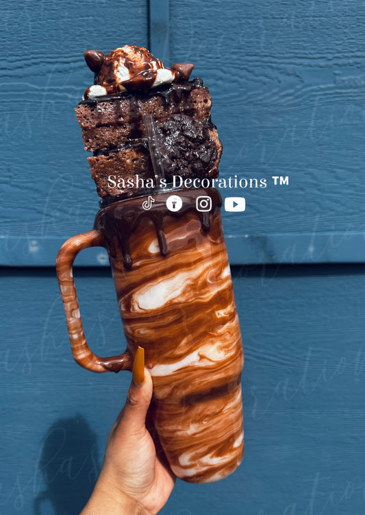 Double Chocolate Swirl Cake, Ice Cream & Cookie Glass 40 oz Tumbler Cup PREORDER