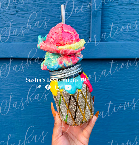 Colorful Ice Cream Scoops & Cone striping FULL TUTORIAL