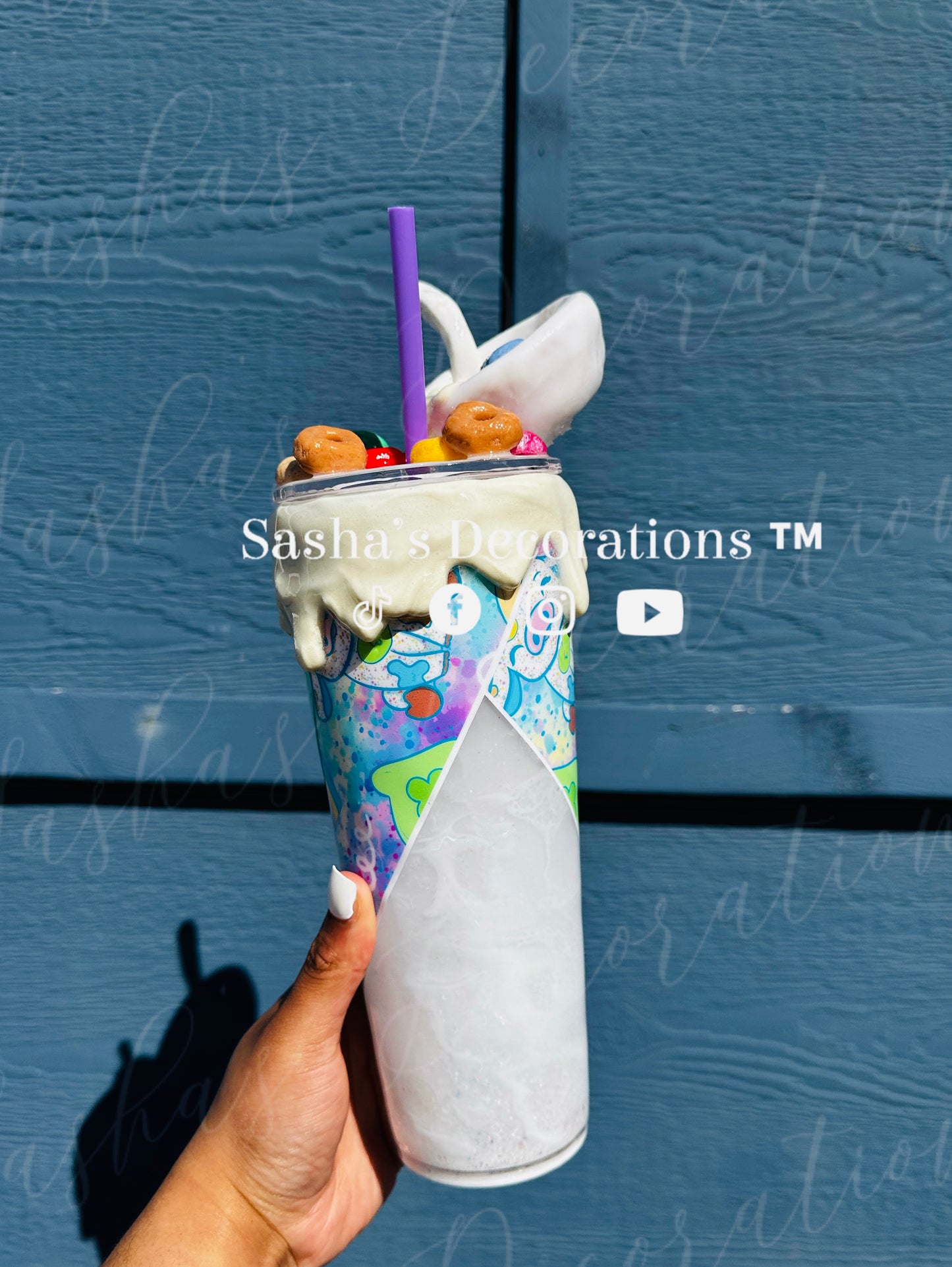 Colorful Cereal Milk Cow Snow Globe Tumbler Cup