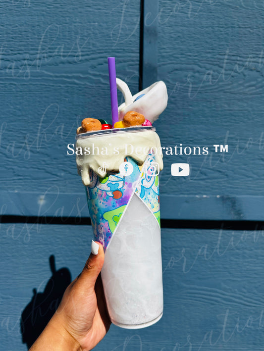 Colorful Cereal Milk Cow Snow Globe Tumbler Cup