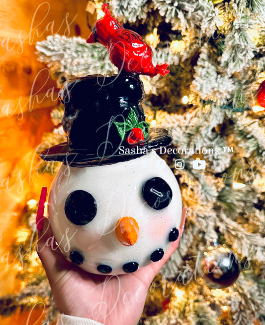 3D Snowman & Cardinal Bird Cup