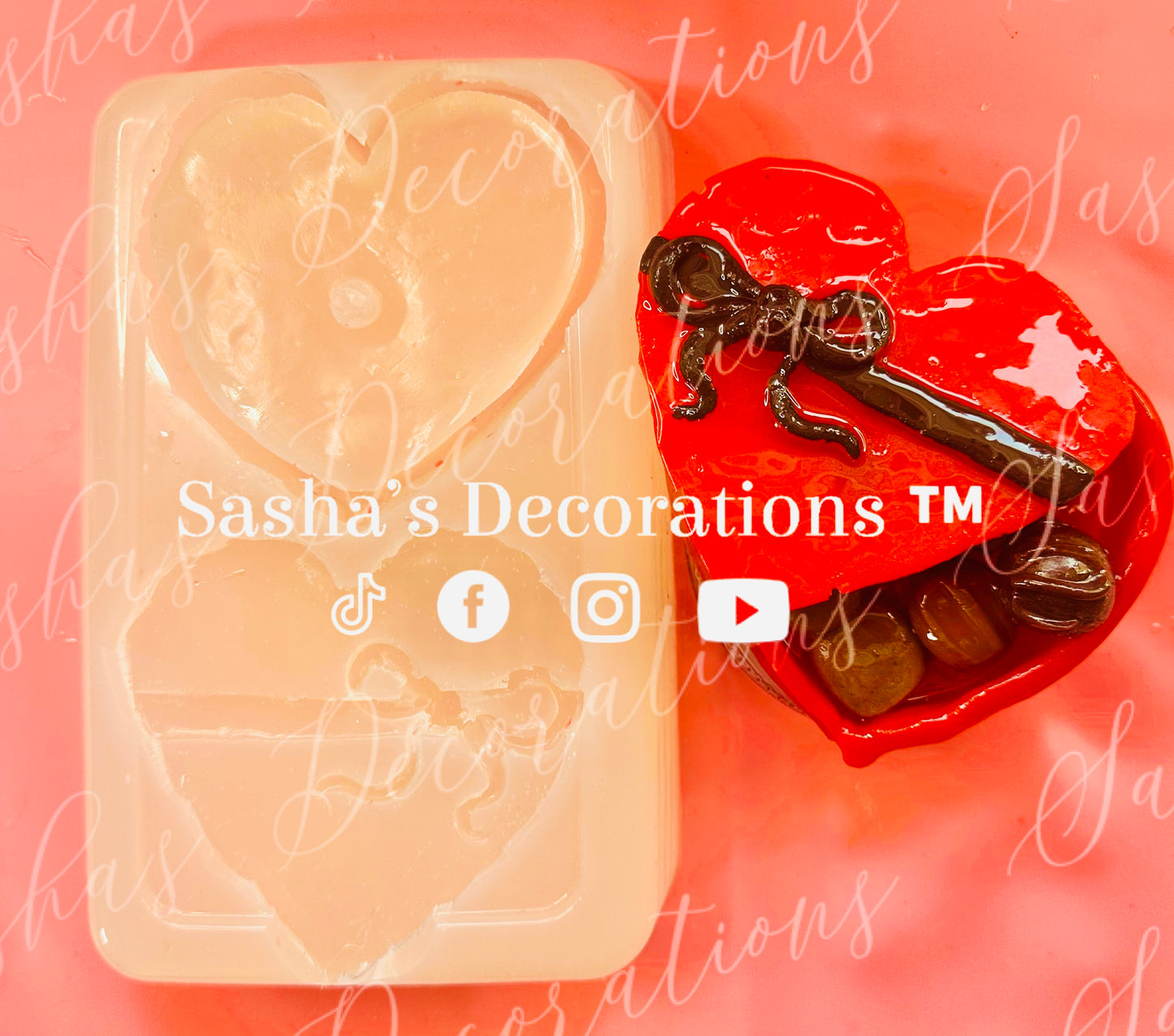 Heart Box Topper Mold w/ Premade Straw Hole PREORDER (chocolate pieces not included)