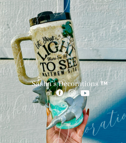 Let Your Light Shine Beach 40 oz Tumbler Cup w/ handle