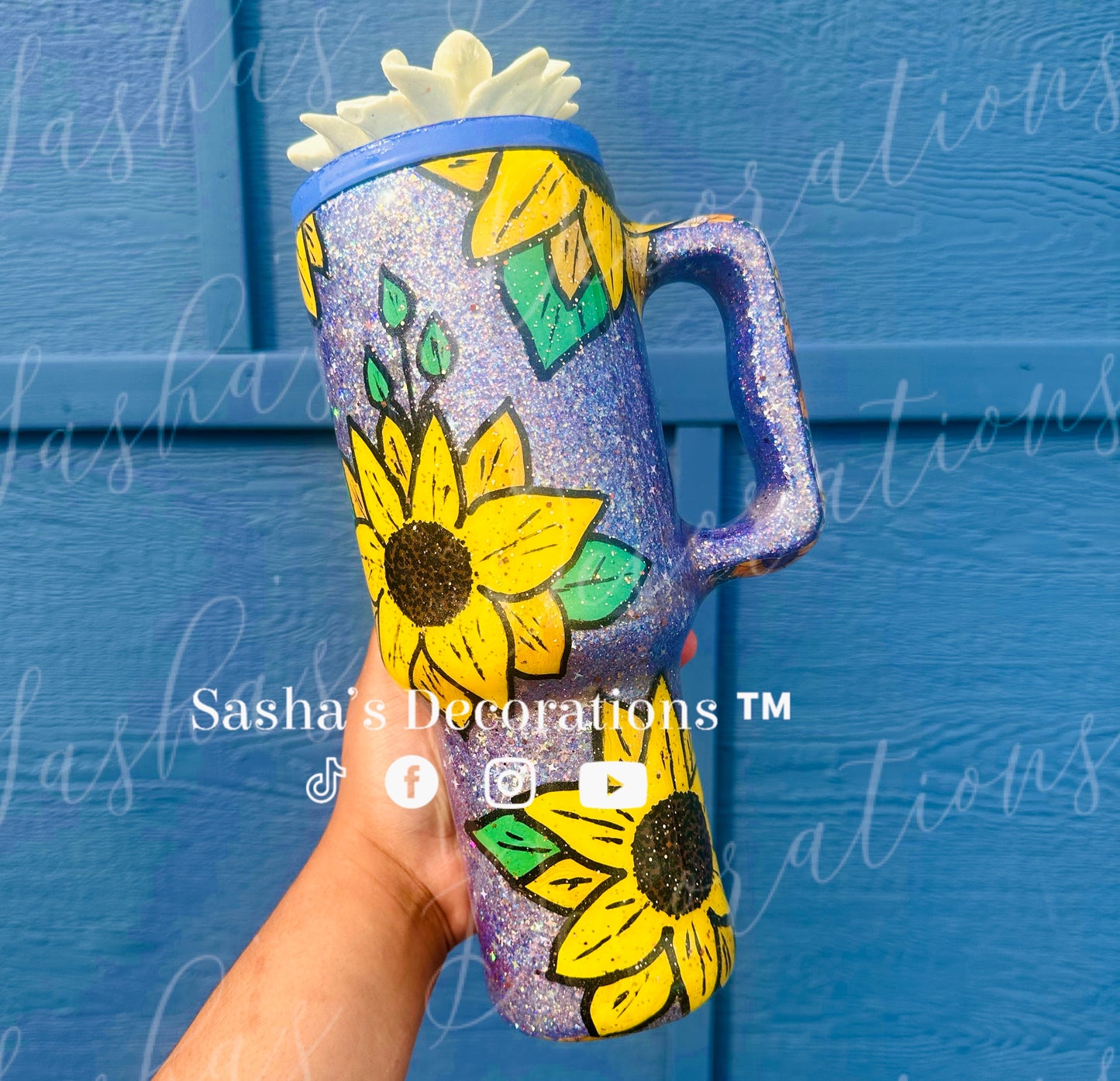 40 oz hand painted Sunflower Tumbler