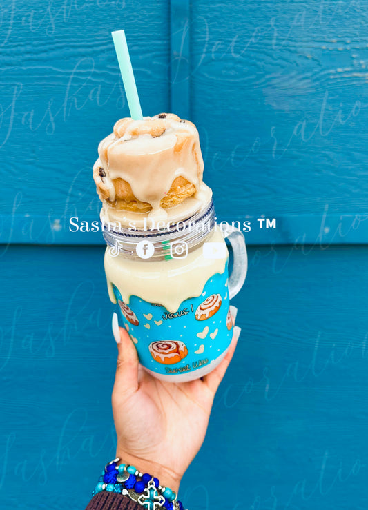 Sweet Like Jesus Cinnamon Roll Snow Globe Tumbler Cup (magnetic removable topper)