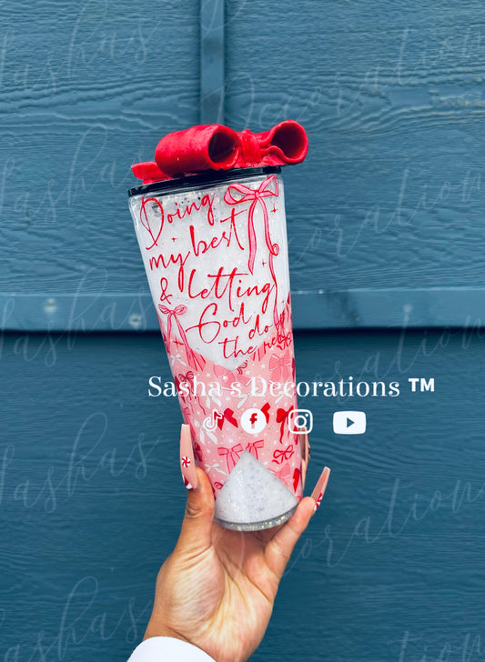 Doing My Best & Letting God Do The Rest Snow Globe Tumbler Cup