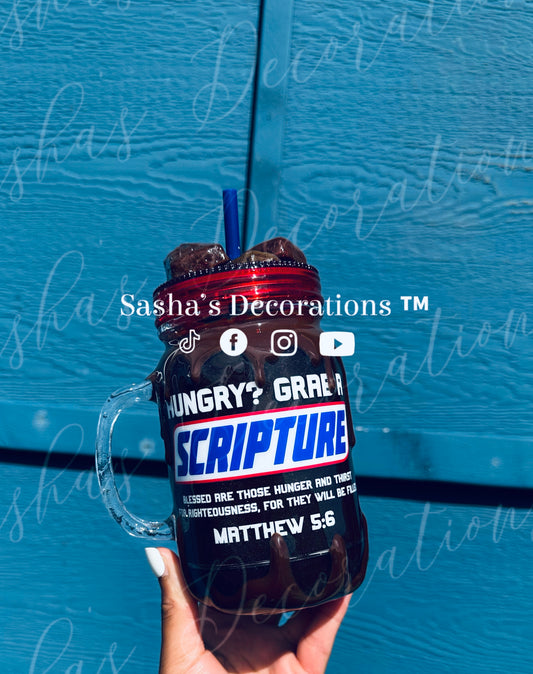 Hungry? Grab A Scripture Chocolate Snow Globe Handled Tumbler Cup