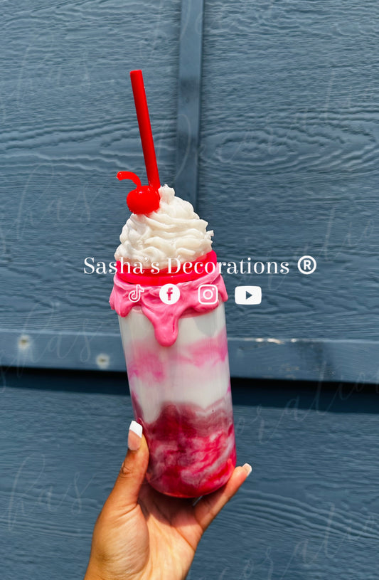 Cherry Pink Swirl Snow Globe Tumbler Cup