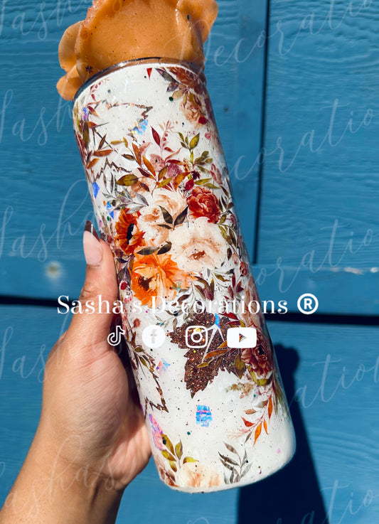 Floral 3D Fall Tumbler Cup