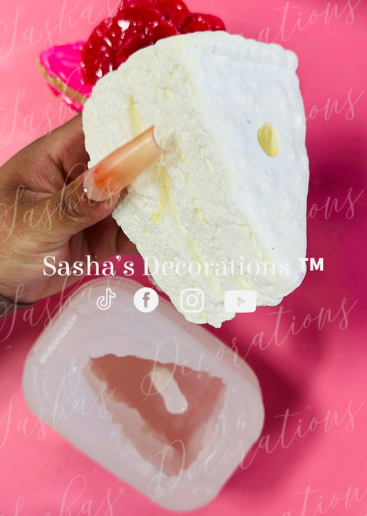 Cake Slice WITH Premade Straw Hole Mold PREORDER