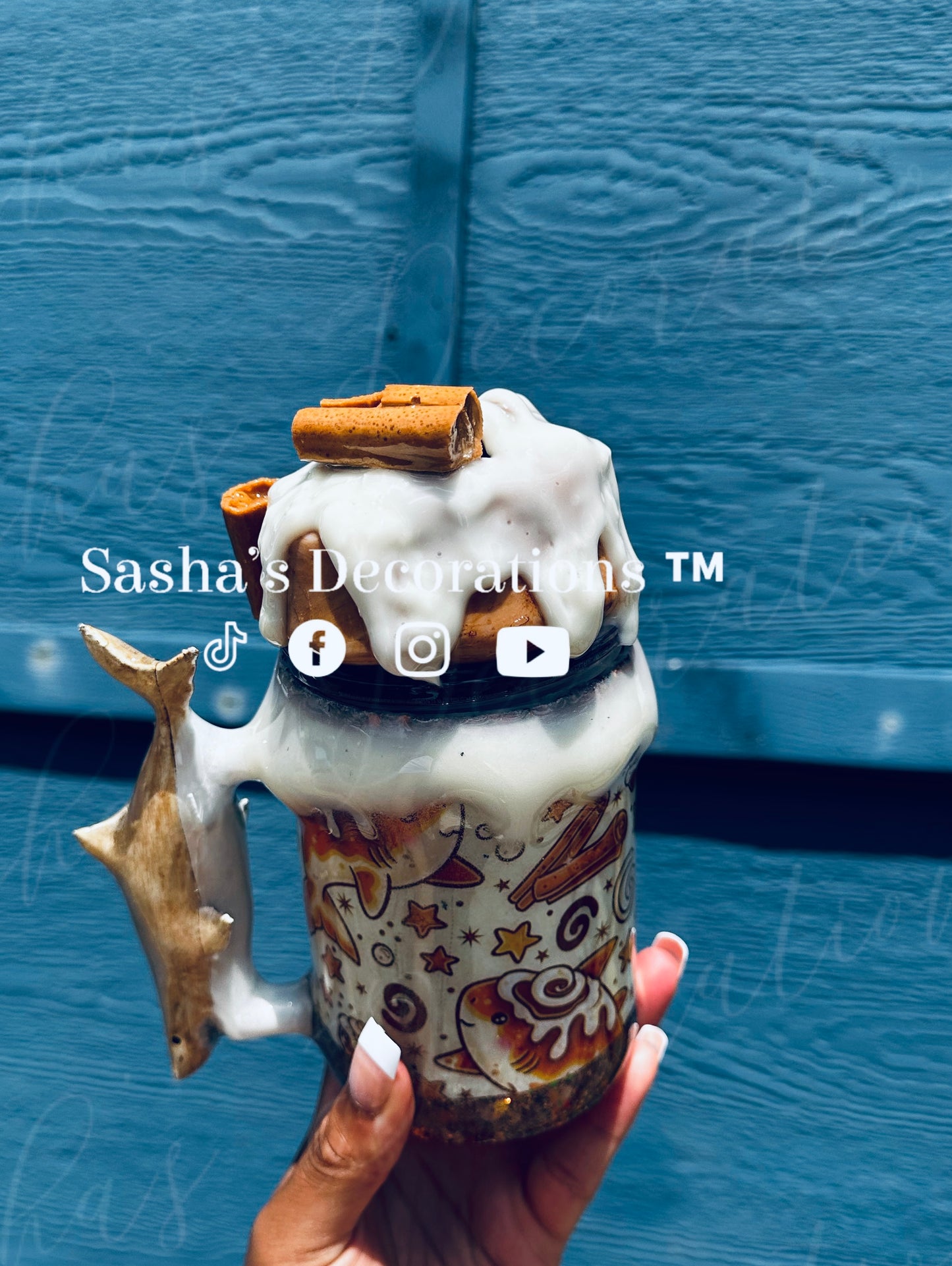 Cinnamon Roll Shark Tumbler Cup