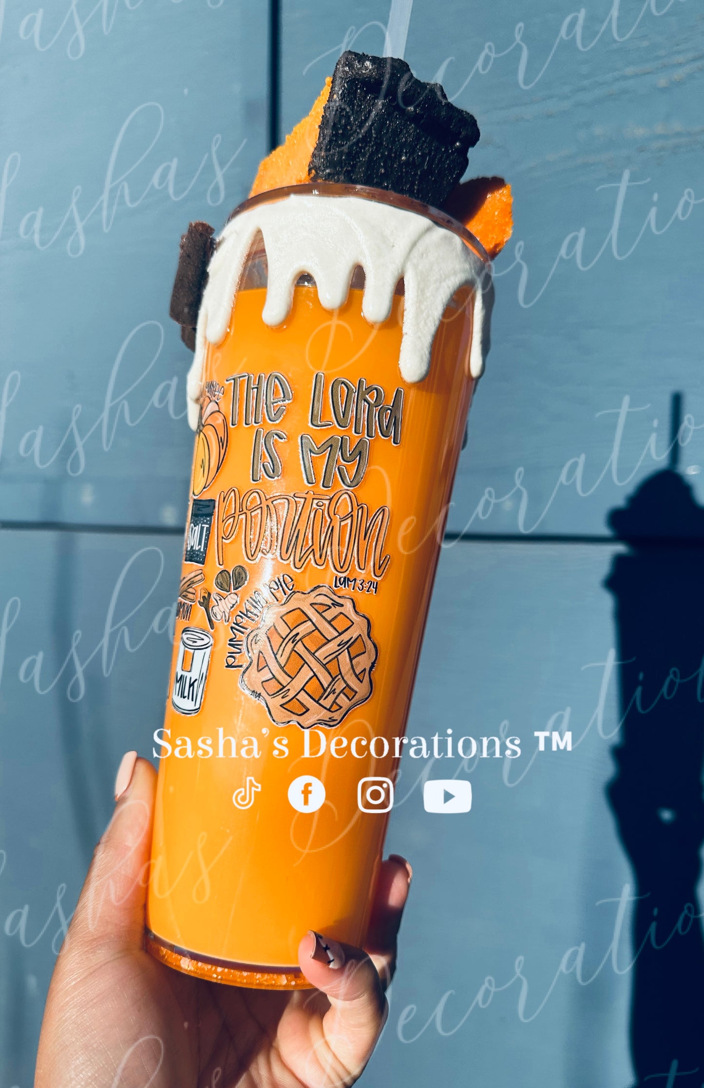 The Lord Is My Portion Pumpkin Pie Snow Globe Tumbler Cup