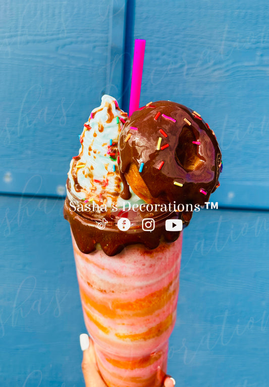 Chocolate Whipped Donut Swirl Snow Globe Tumbler Cup PREORDER