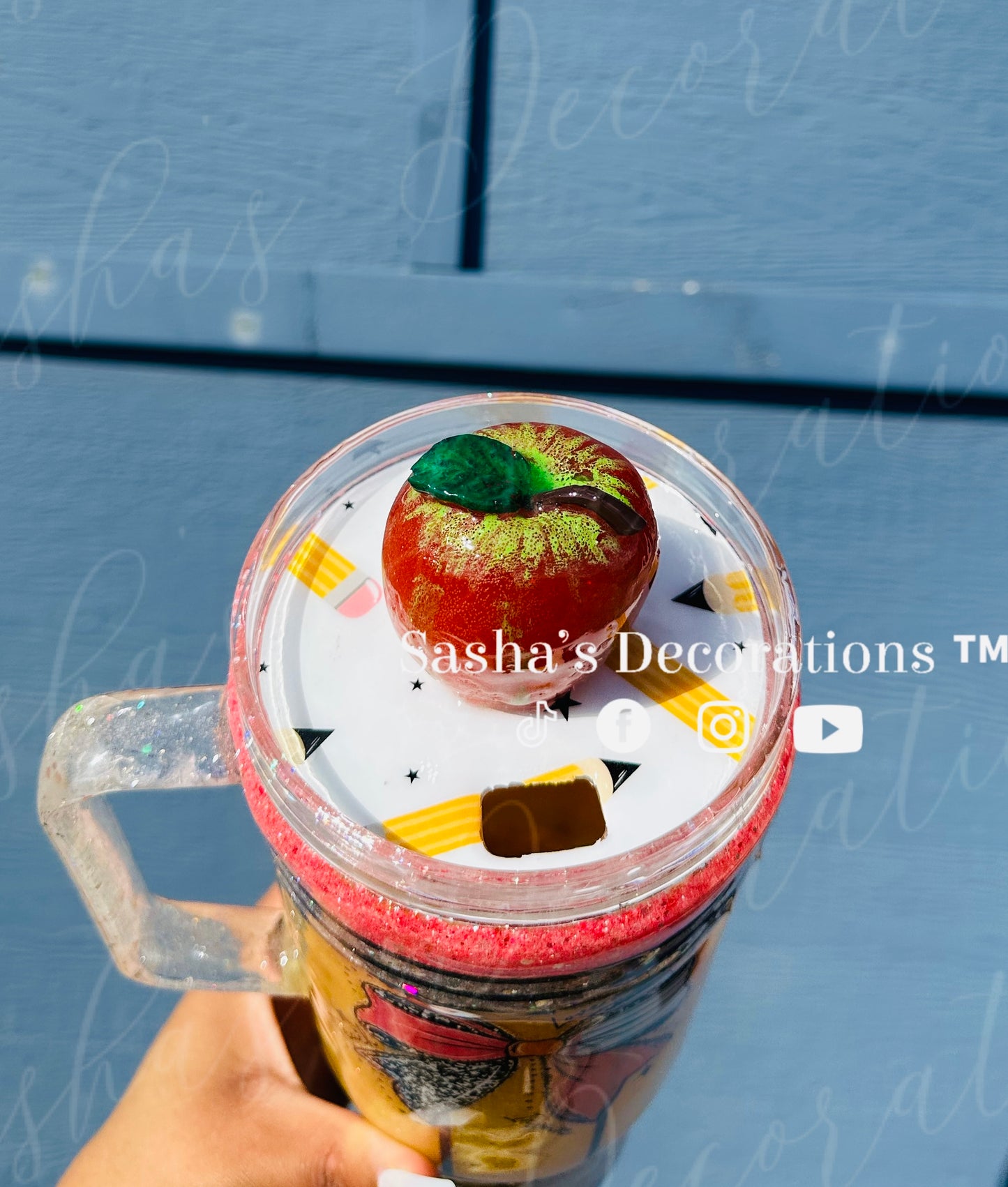 Teach Love Inspire Pencil Snow Globe Tumbler Cup