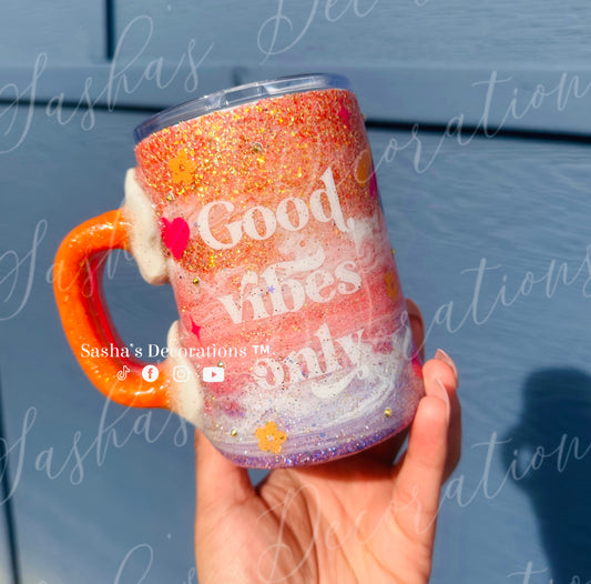 A Good Vibes 3D Rainbow tumbler