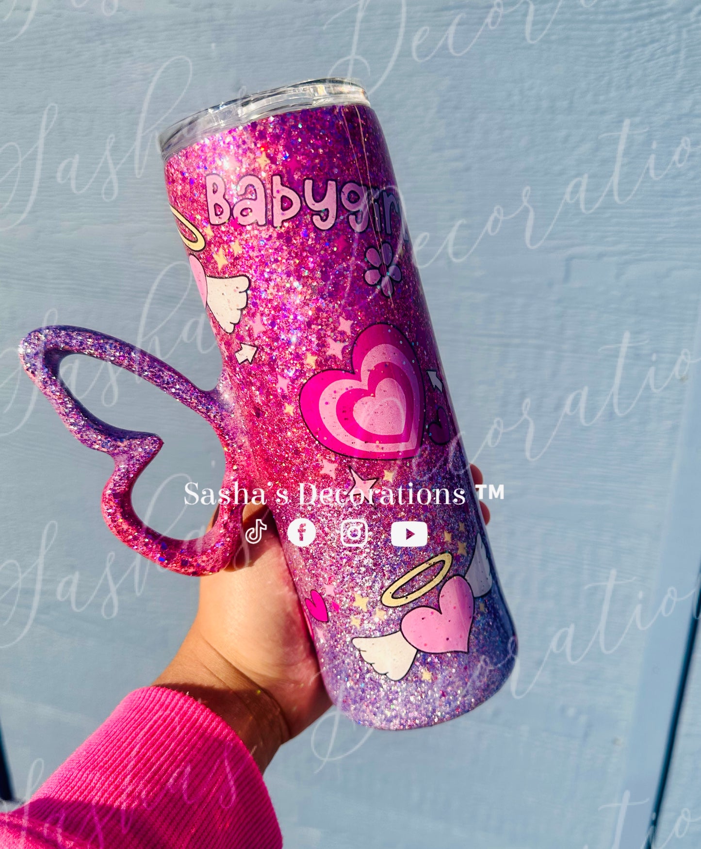 Pink/ Purple Butterfly Tumbler