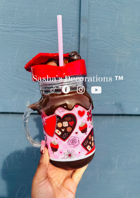 V-Day Chocolates 3D Snow Globe Tumbler Cup